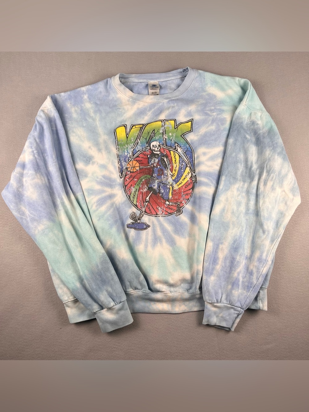 Tie-Dye Graphic Crewneck Sweatshirt - Blue & Green